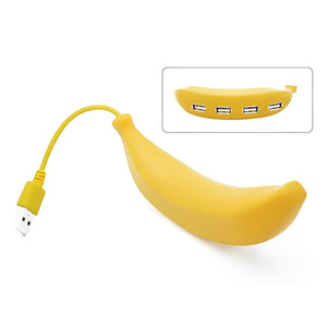 Divertido hub 2.0 4 Portas em forma de banana, Extensor USB Portátil, Compatível com notebook PC e MAC