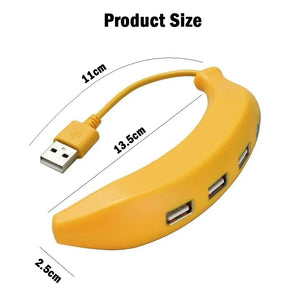 Divertido hub 2.0 4 Portas em forma de banana, Extensor USB Portátil, Compatível com notebook PC e MAC